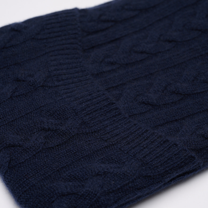 Navy - Cable Knit Cashmere Hot Water Bottle