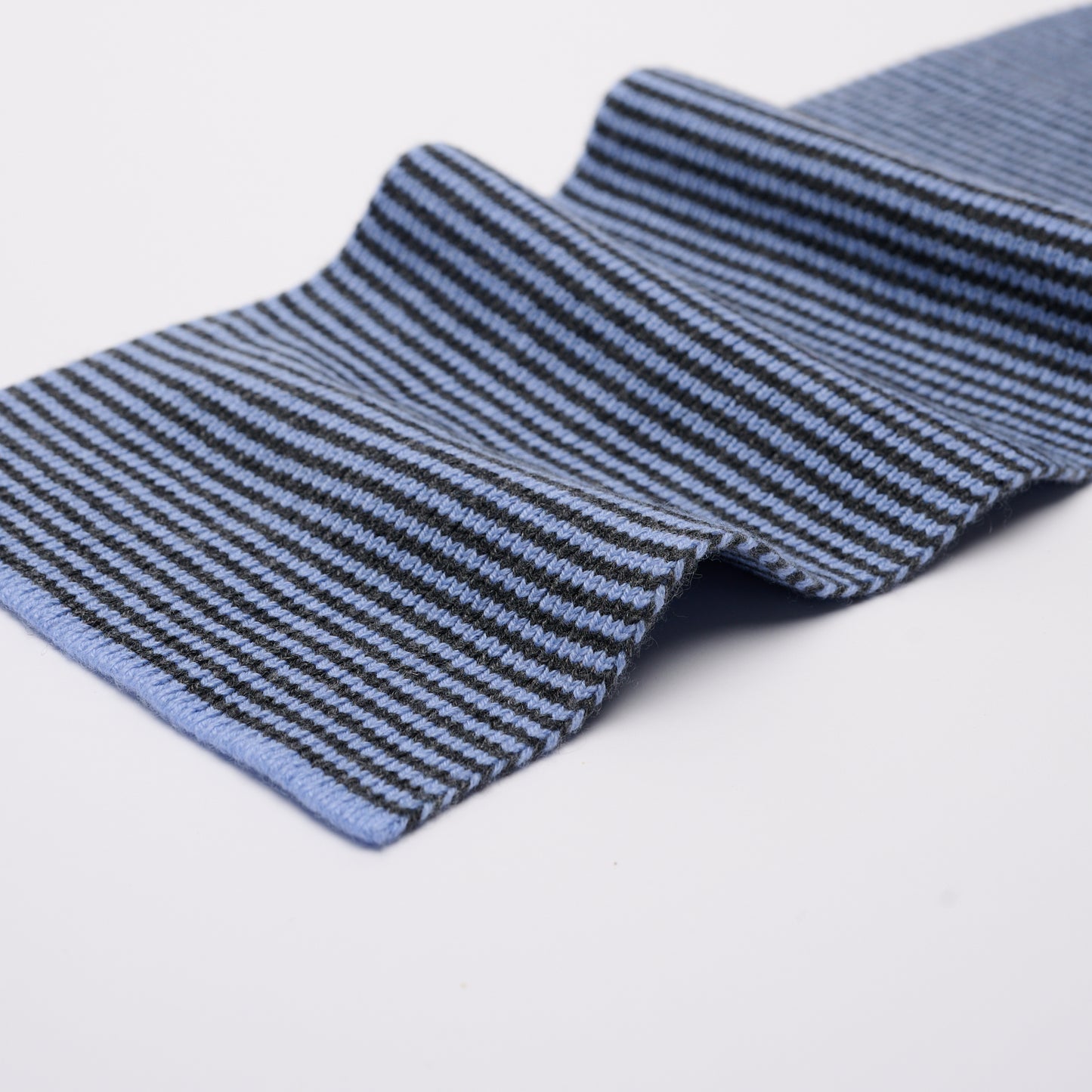 Charcoal & Bluebell Striped Cashmere Scarf