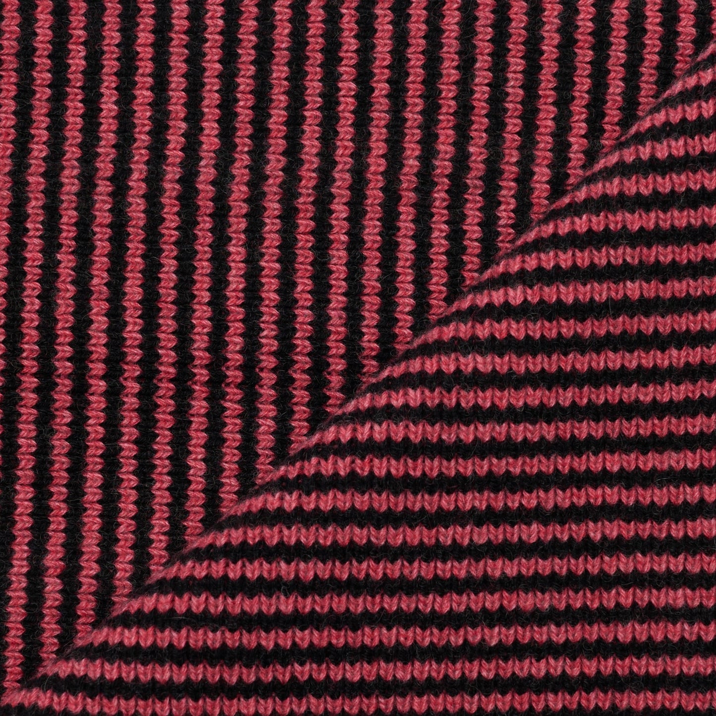 Strawberry Smoothie & Black Striped 5 Ply Cashmere Scarf