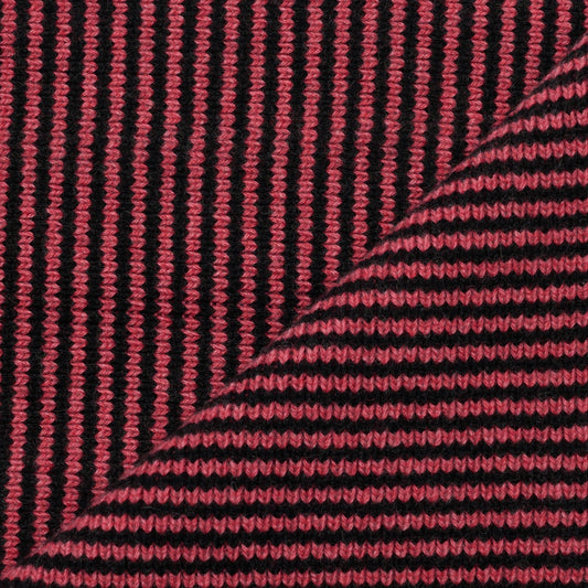 Strawberry Smoothie & Black Striped 5 Ply Cashmere Scarf