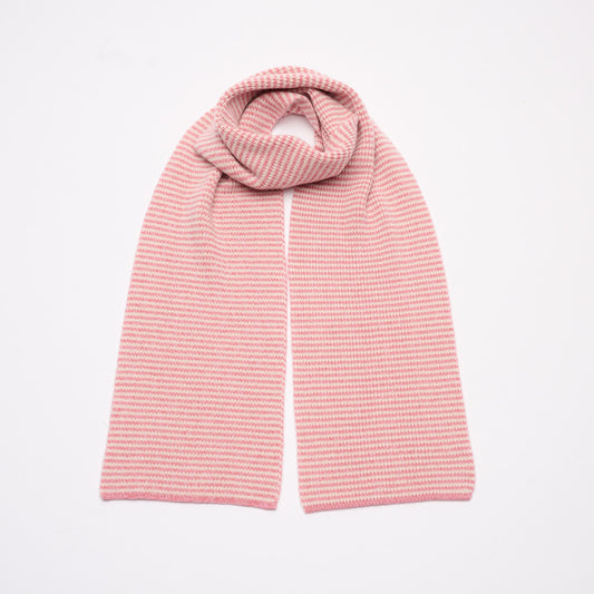 Crushed Strawberries & Cream Striped 5 Ply Cashmere Scarf