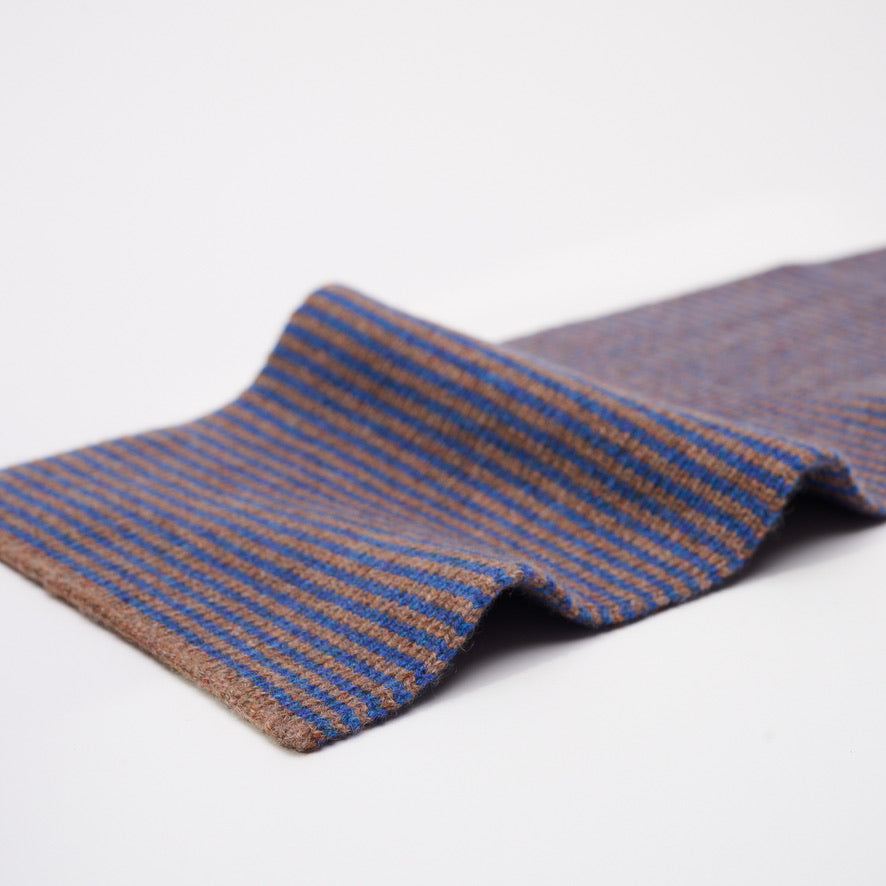 Bright Blue & Biscuit Marls Striped 5 Ply Cashmere Scarf