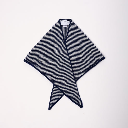 Navy & Light Grey Striped Bandana Scarf