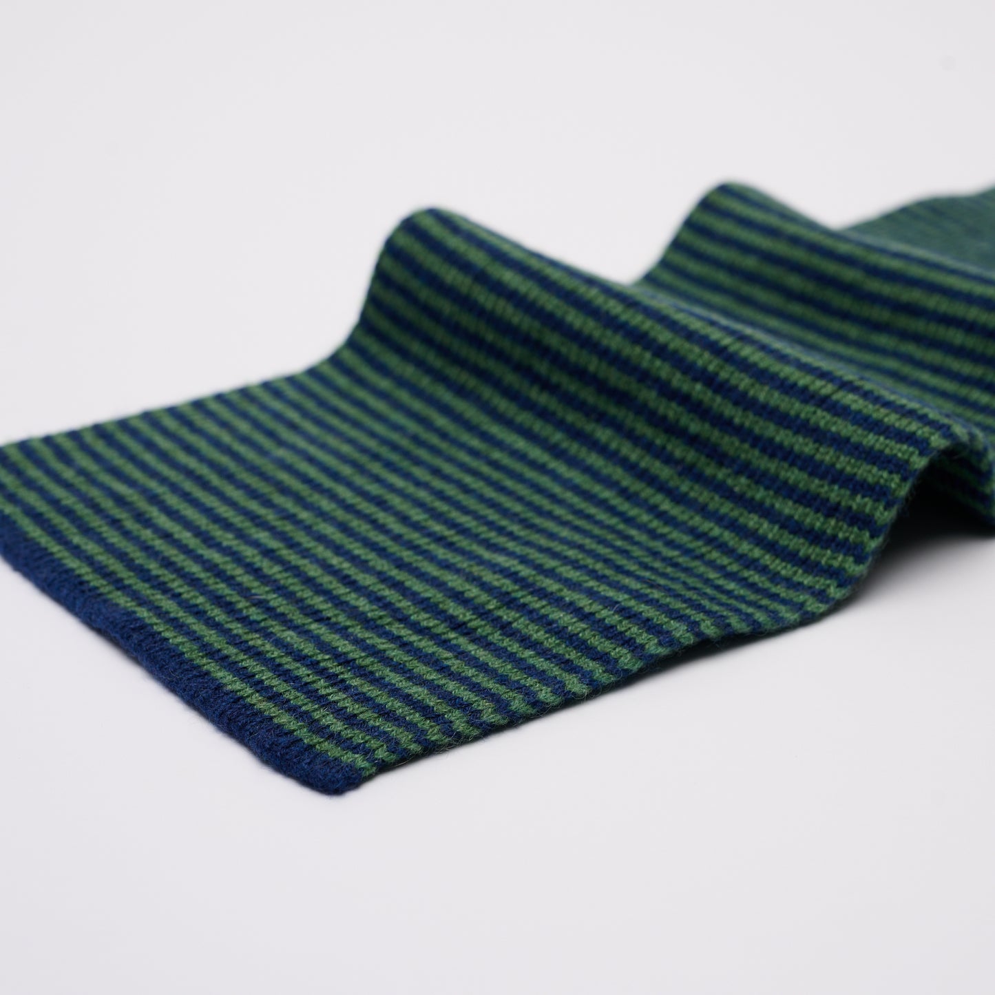 Fern Green & Navy Blue Striped Cashmere Scarf