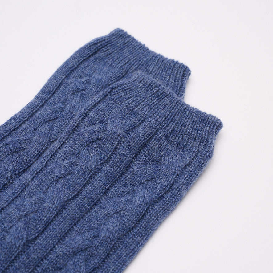 Denim Blue - Cable Knit Short Bed Socks