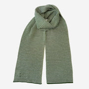 Olive Green & White Striped Cashmere Scarf