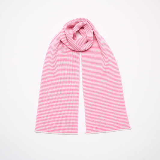 Chiffon Pink & White Striped Cashmere Scarf