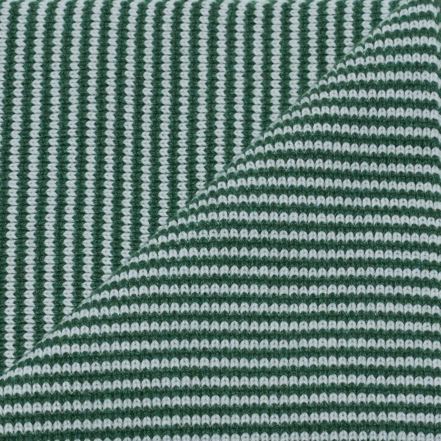 Fern Green & White Striped Cashmere Scarf
