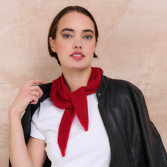 Red & Dark Red Striped Bandana Scarf