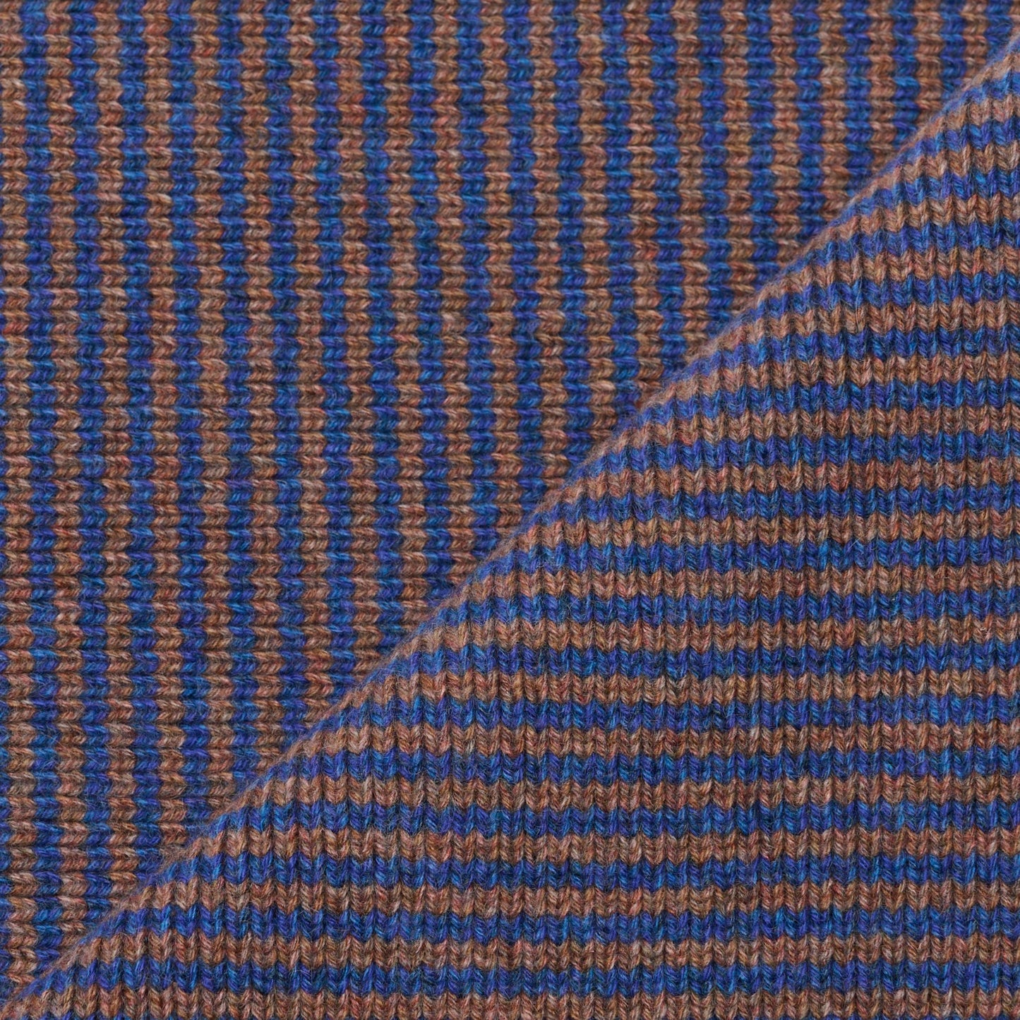 Bright Blue & Biscuit Marls Striped 5 Ply Cashmere Scarf