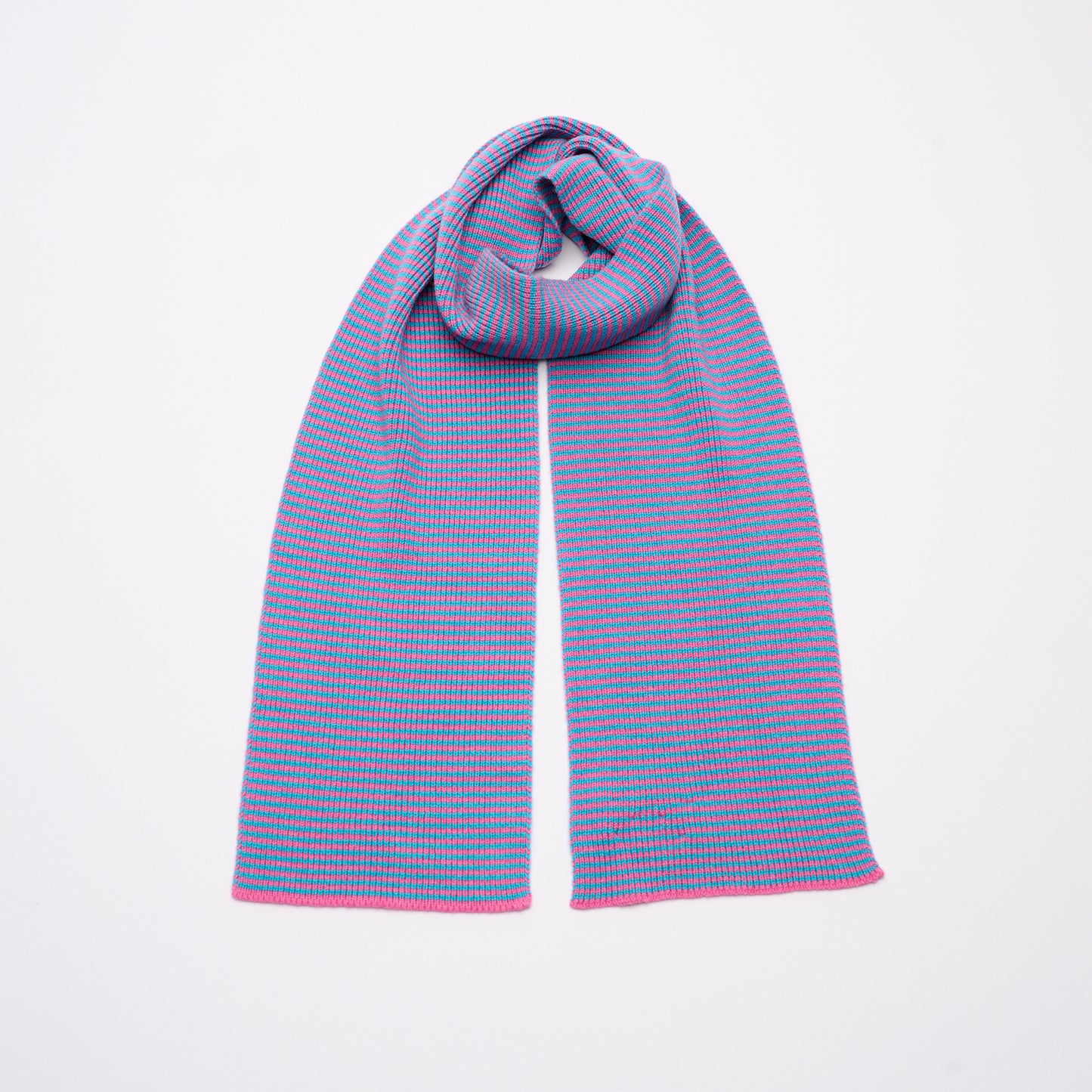 Candy Pink & Sea Blue Striped Cashmere Scarf