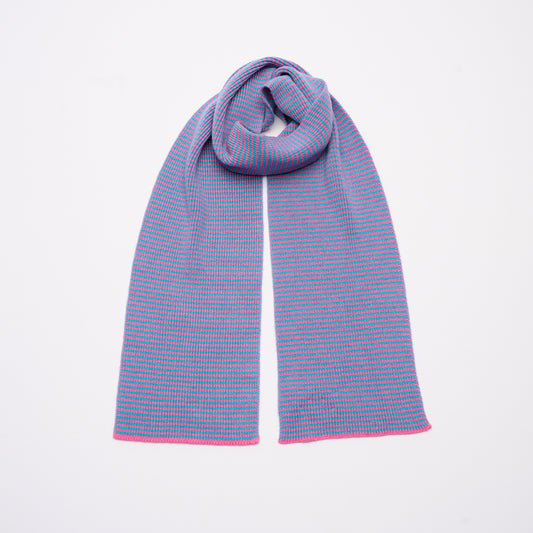 Candy Pink & Sea Blue Striped Cashmere Scarf