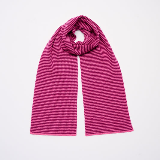Pink & Dark Pink Striped Cashmere Scarf