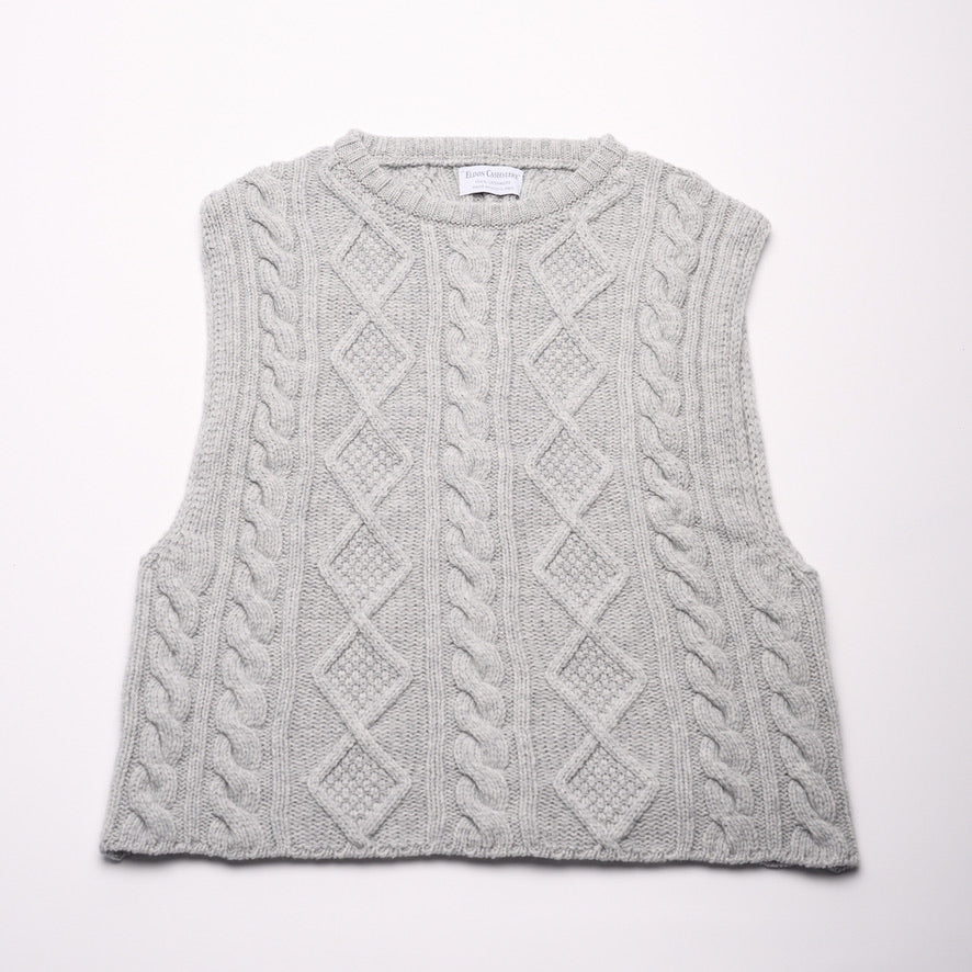 Oversized 8ply Aran Cable Cashmere Tank Top