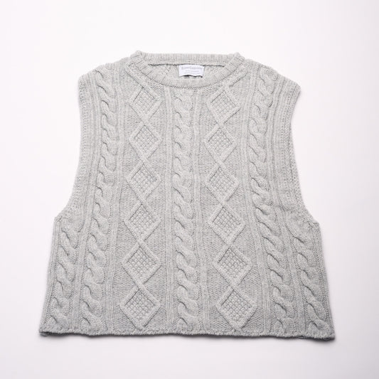 Oversized 8ply Aran Cable Cashmere Tank Top