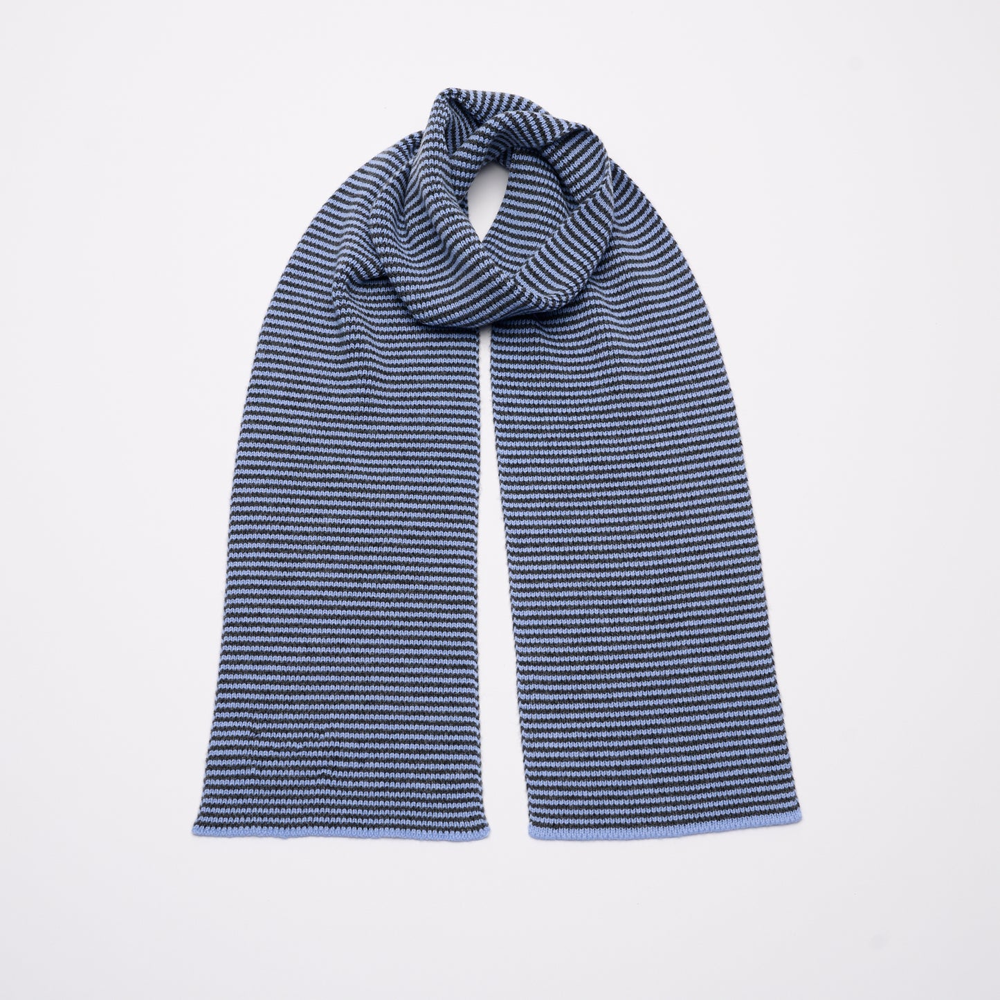 Charcoal & Bluebell Striped Cashmere Scarf