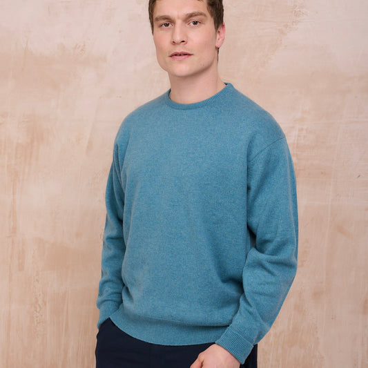 Luxury Classic 4 Ply Crew Neck Jumper - Yatch Green