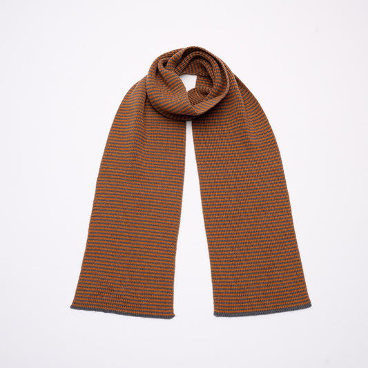 Orange & Storm Striped Cashmere Scarf