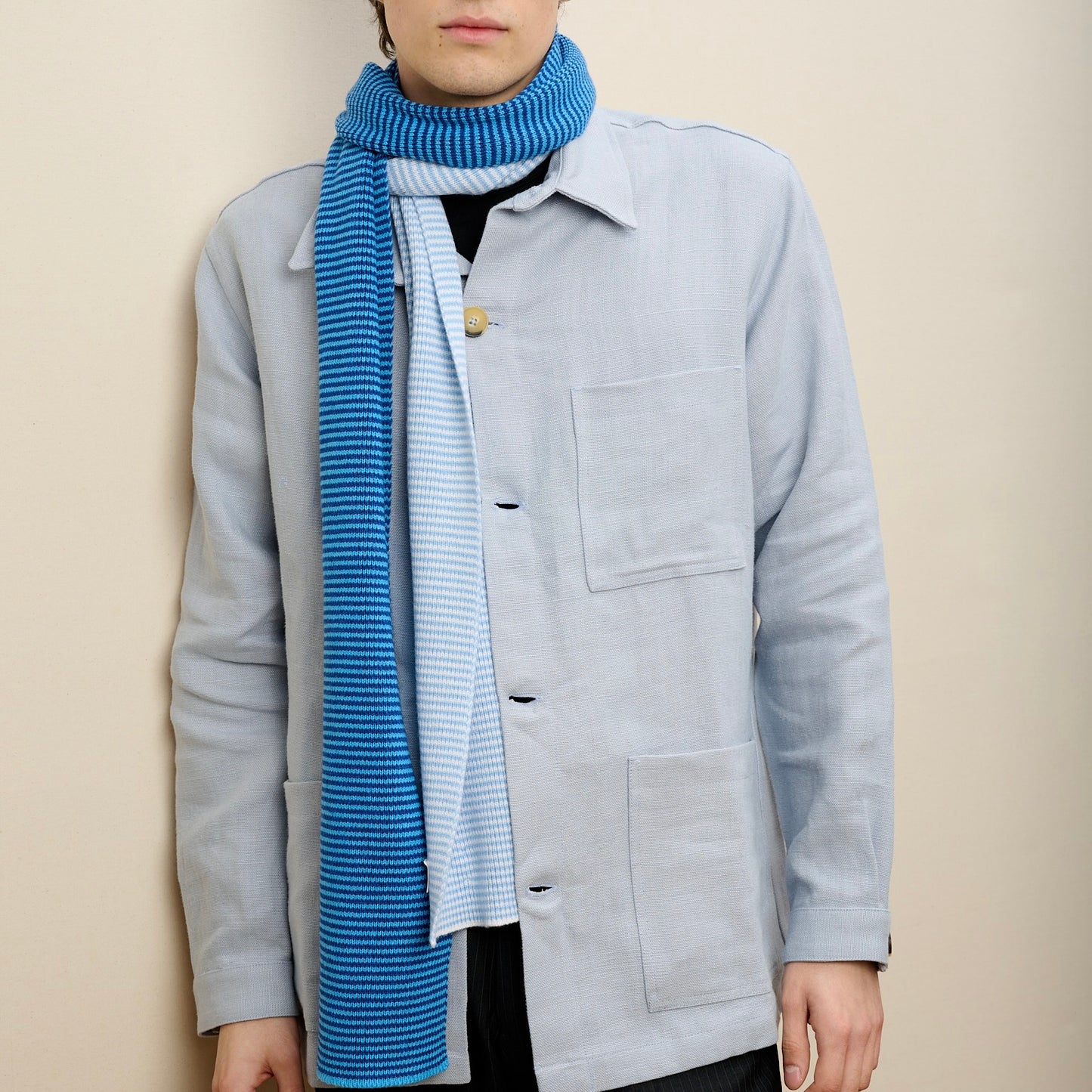 Landi's Blues Striped Cashmere Scarf