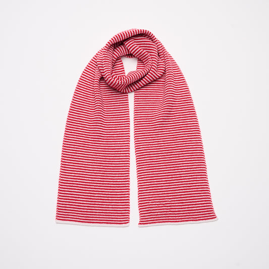 Red & White Striped Cashmere Scarf