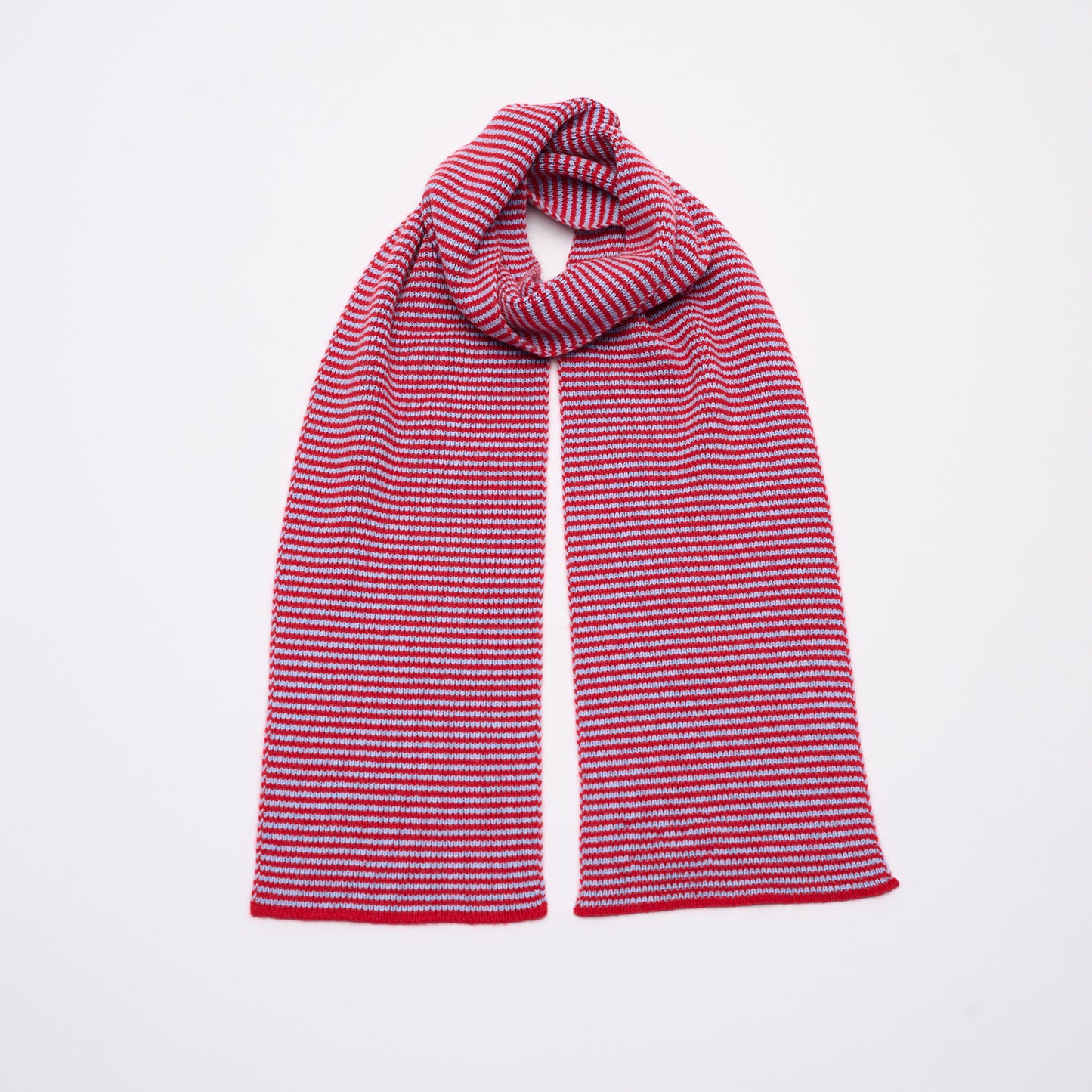 Red & Light Blue Striped Cashmere Scarf