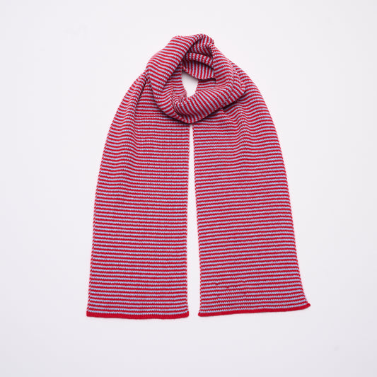 The Craigie - Red & Light Blue Striped Cashmere Scarf