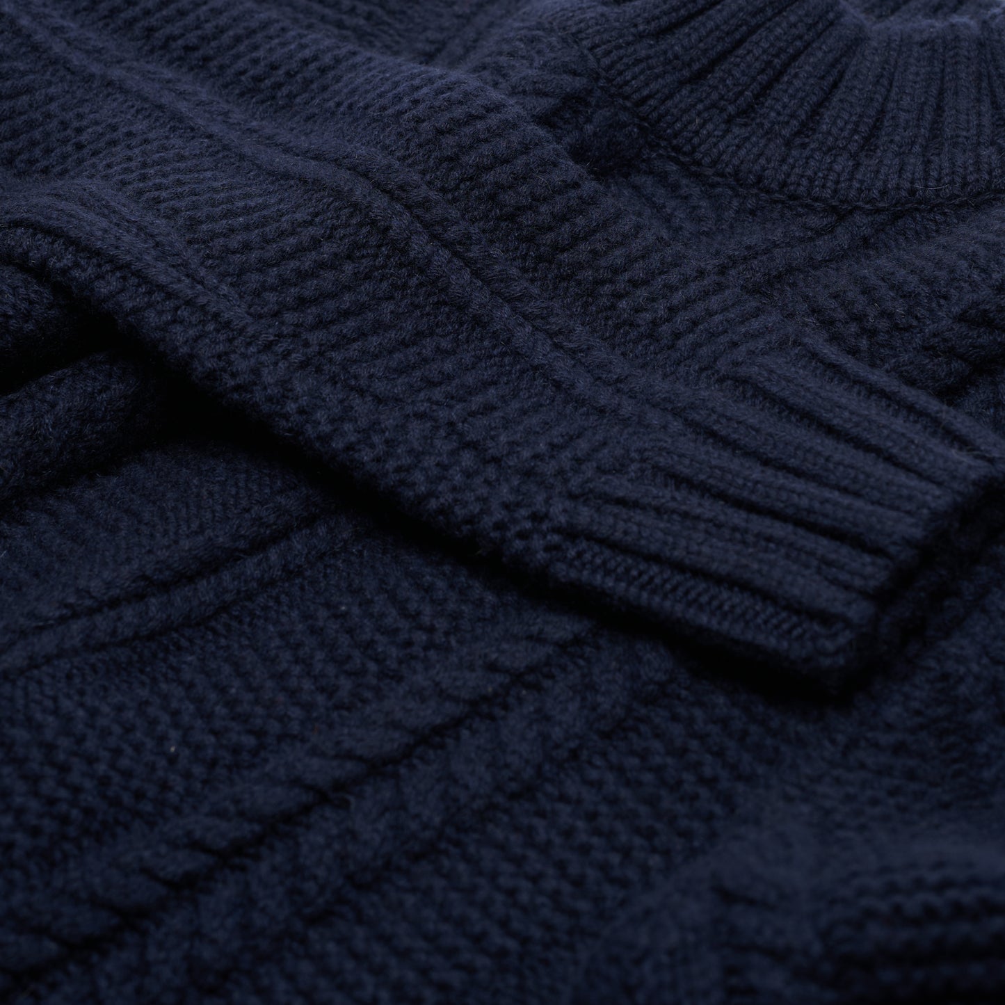 Cable Turtle Neck Jumper - Dark Navy