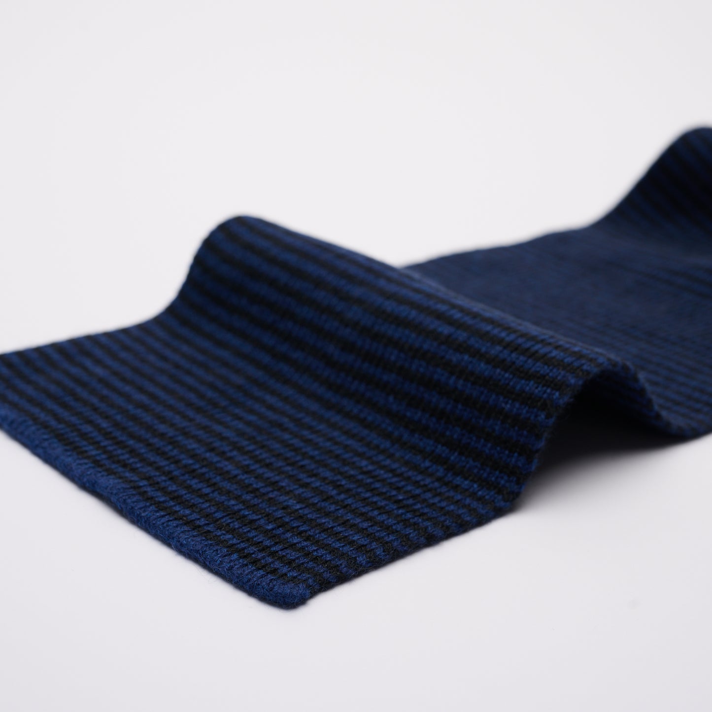 Navy Blue & Black Striped Cashmere Scarf
