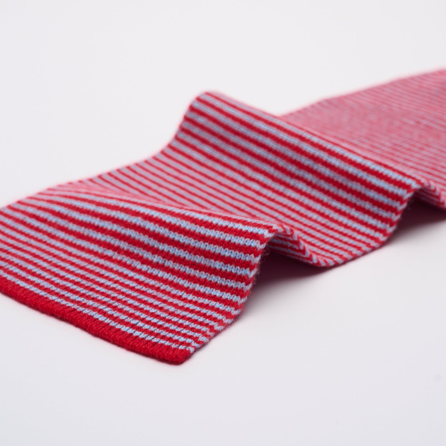 Red & Light Blue Striped Cashmere Scarf