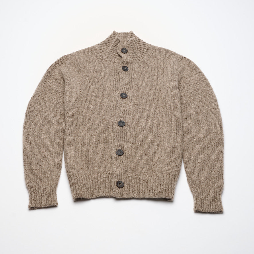 Donegal 8 Ply Cashmere Button Cardigan - Natural