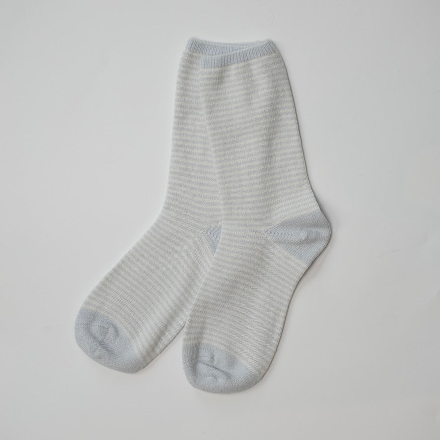 Women's Striped Socks - Light Blue & White