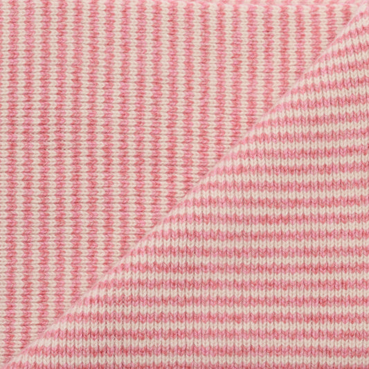 Crushed Strawberries & Cream Striped 5 Ply Cashmere Scarf