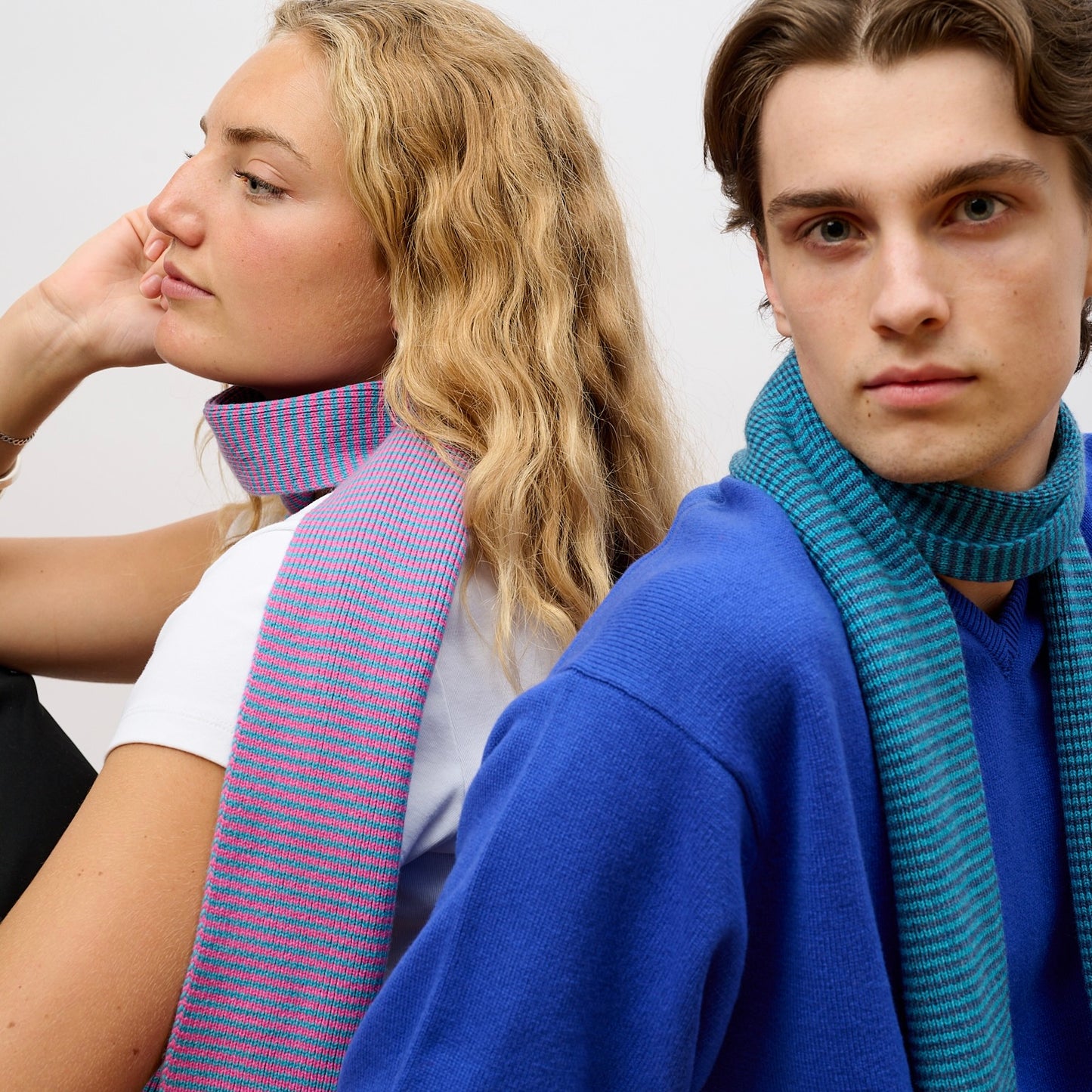 Ocean Blues Striped Cashmere Scarf