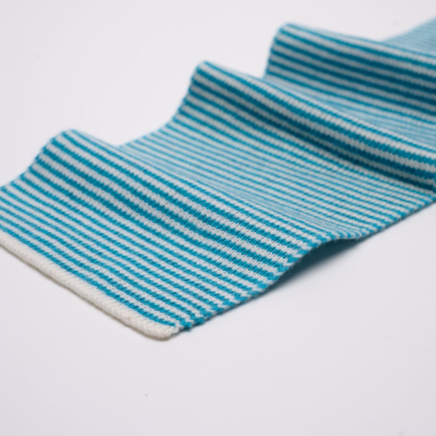 Ocean Blue & White Striped Cashmere Scarf