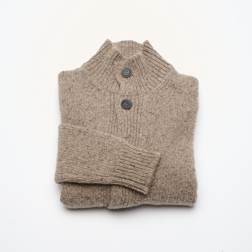 Donegal 8 Ply Cashmere Button Cardigan - Natural