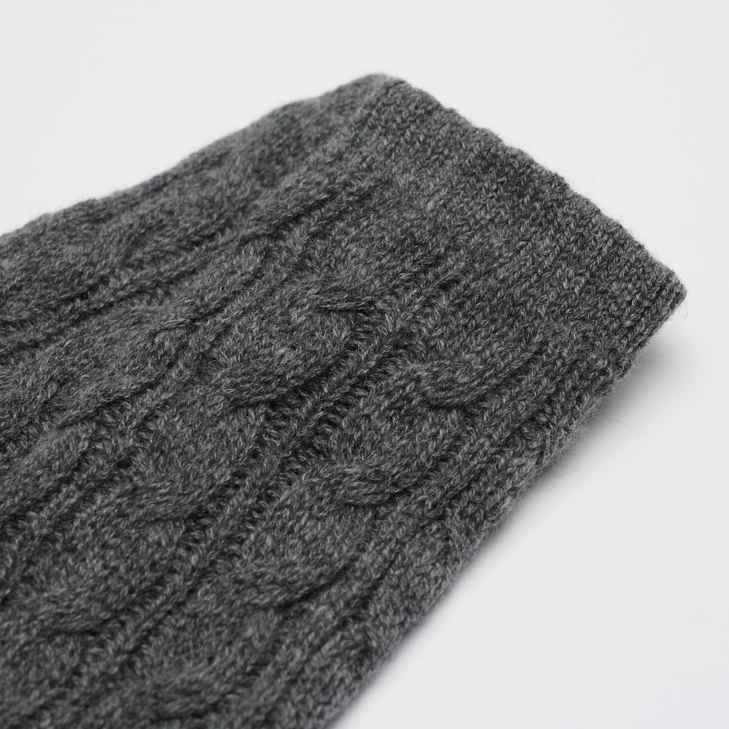 Long Cable Wrist Warmers - Grey