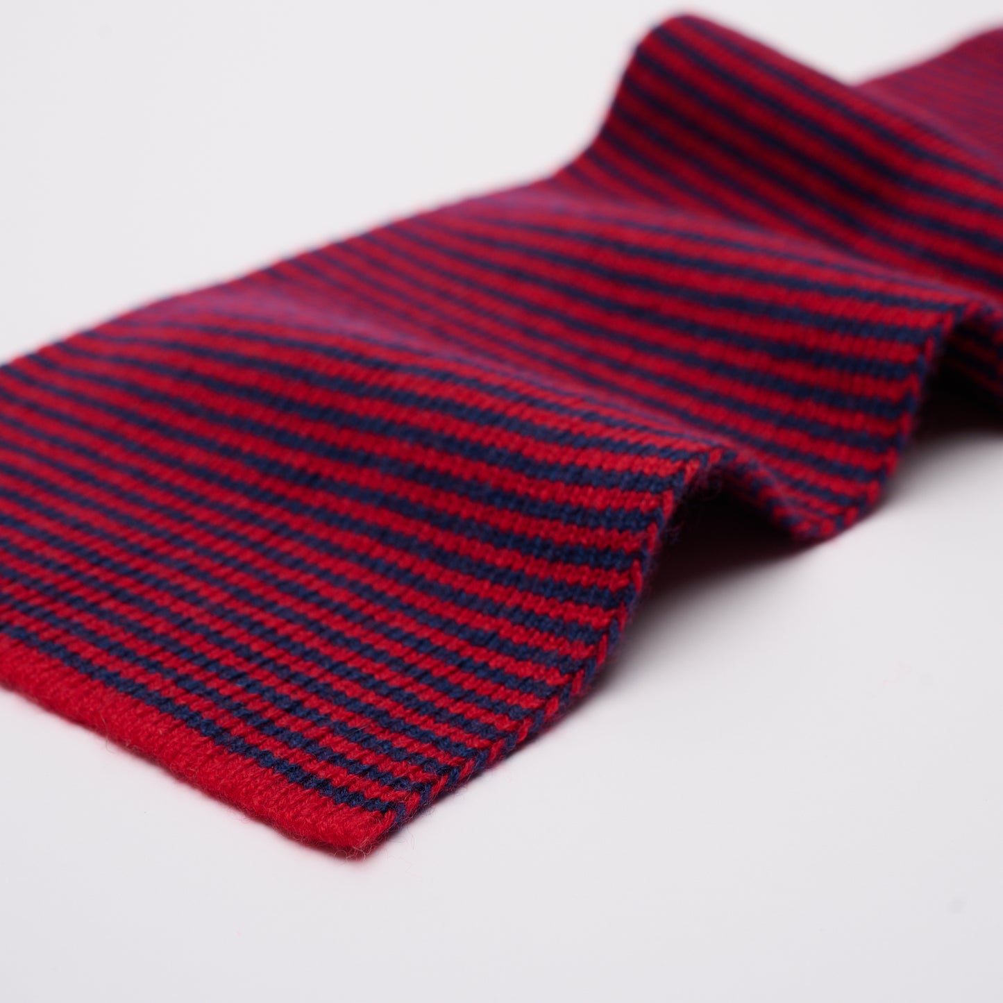 Red & Navy Striped Cashmere Scarf