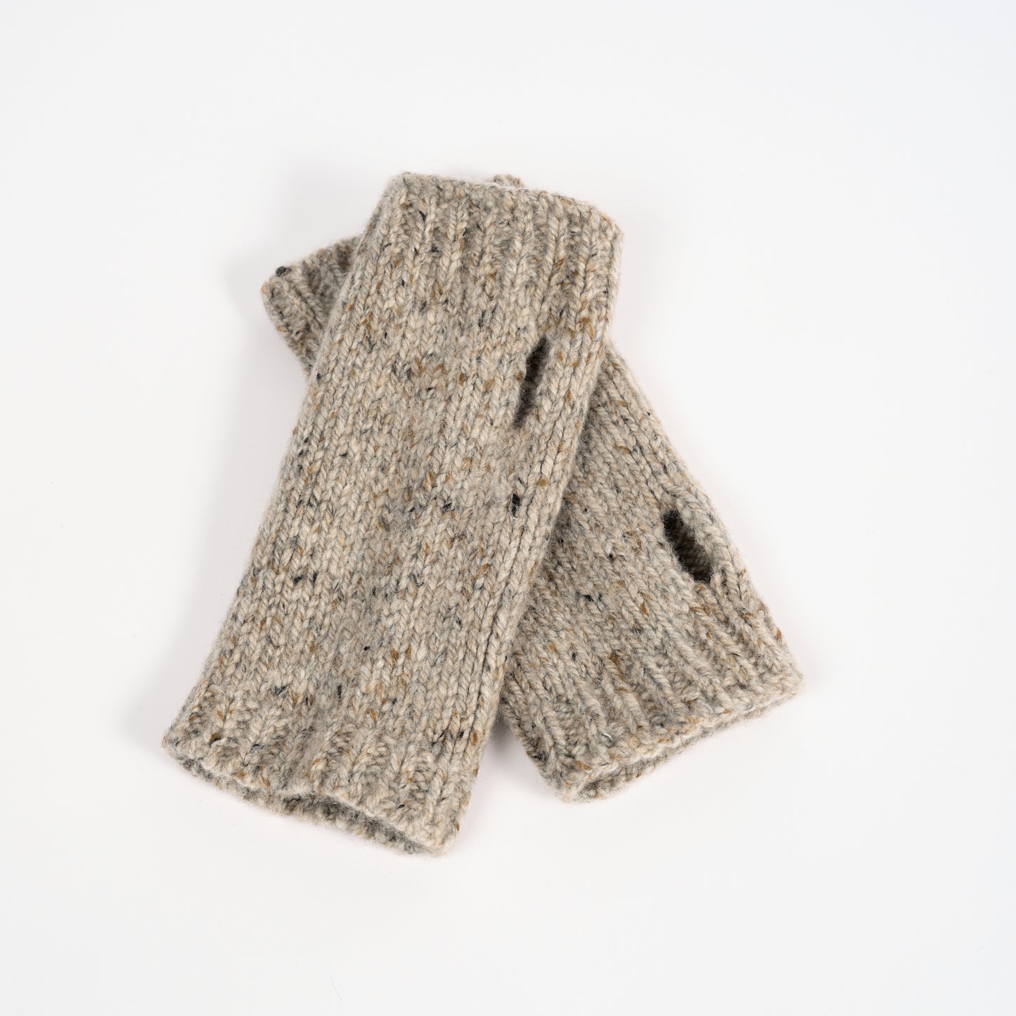 Natural Marl Thick Cashmere Wrist Warmers