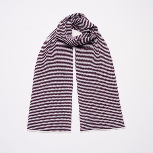Claret & White Striped Cashmere Scarf