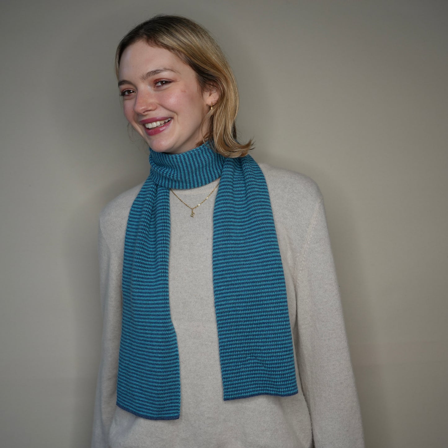 Ocean Blues Striped Cashmere Scarf
