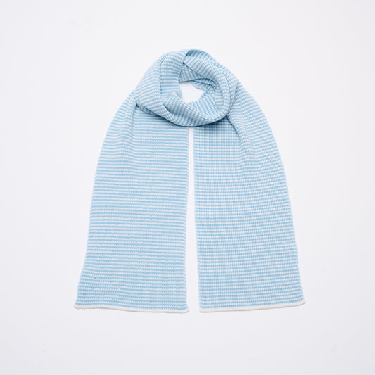 Light Blue & White Striped Cashmere Scarf