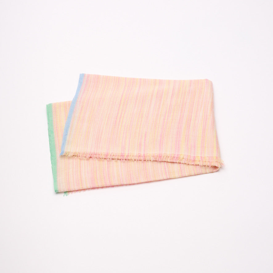 Handwoven Fine Shawl - Pink & Yellow Stripes