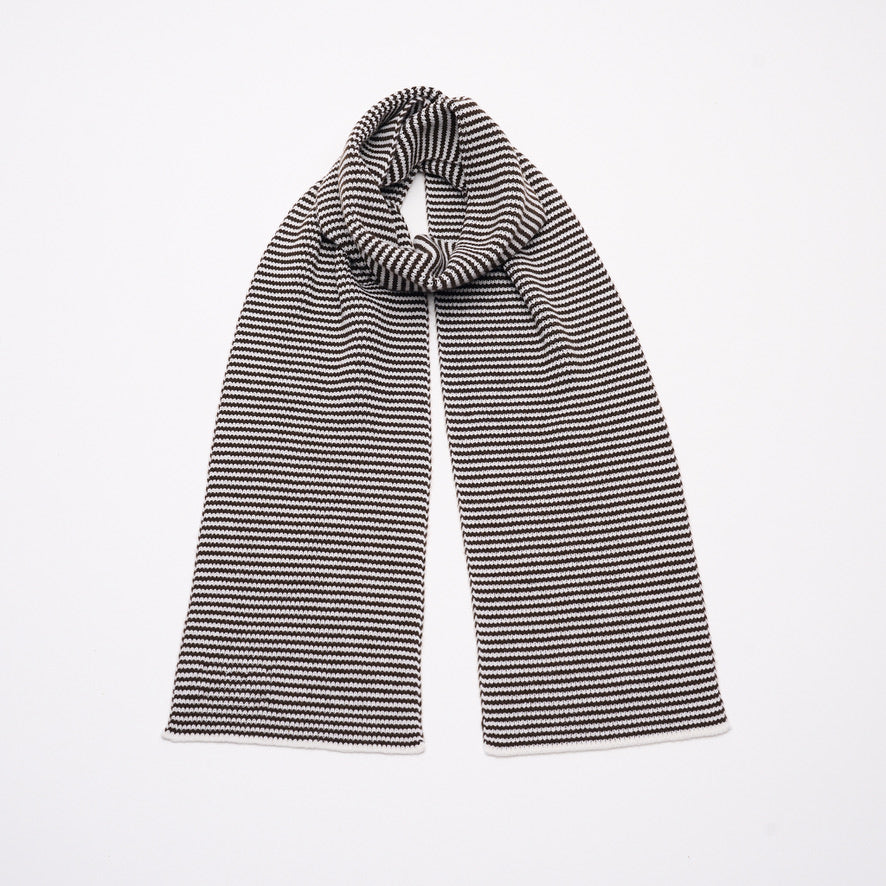 Crushed Raspberry & Mint Striped 5 Ply Cashmere Scarf