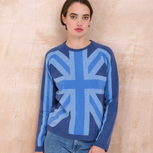 BLUE JEANS UNION JACK JUMPER - Shades of Blues