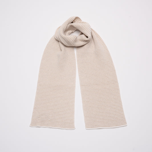 Cappuccino & White Striped Cashmere Scarf