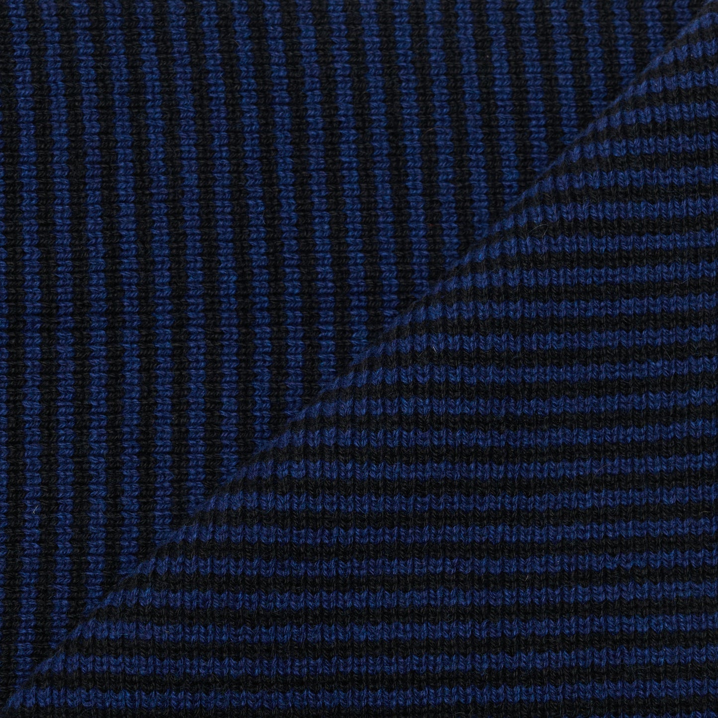 Navy Blue & Black Striped Cashmere Scarf