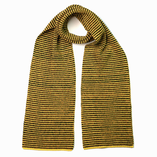 Crazy Yellow Striped 5 Ply Cashmere Scarf