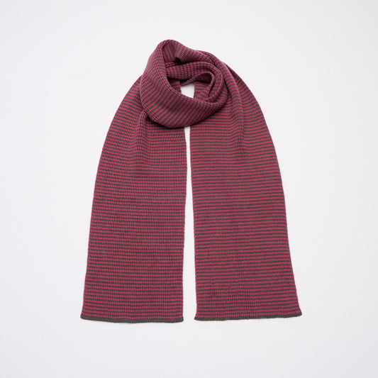 Raspberry Pink & Puddle Striped Cashmere Scarf