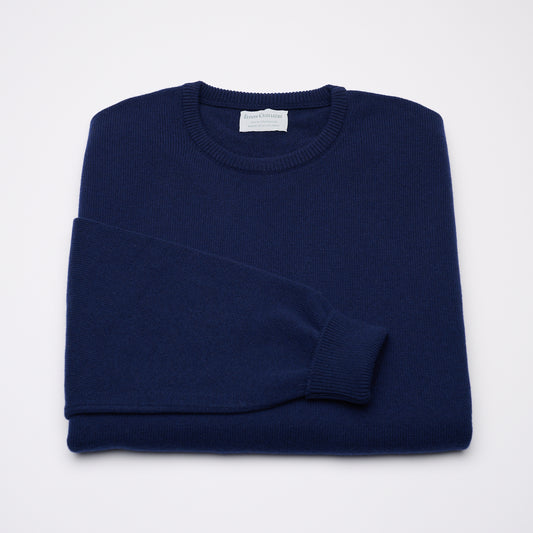 Luxury Classic 4 Ply Crew Neck Jumper - Navy Blue
