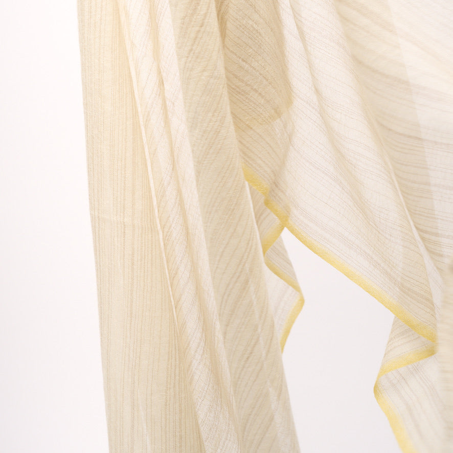 Handwoven Fine Shawl - Beige & Yellow Stripes